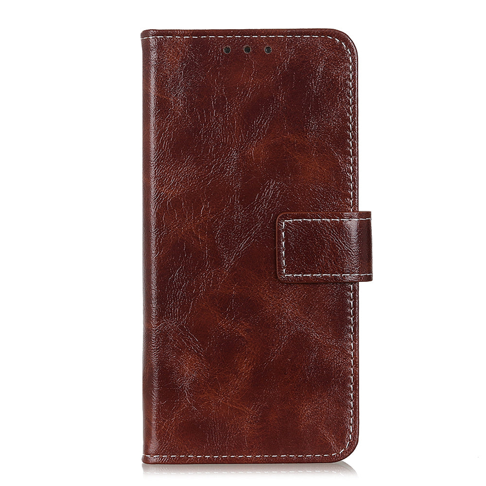 Retro Style Crazy Horse Texture Leather Phone Cover with Wallet Stand Design for OnePlus 9 Pro