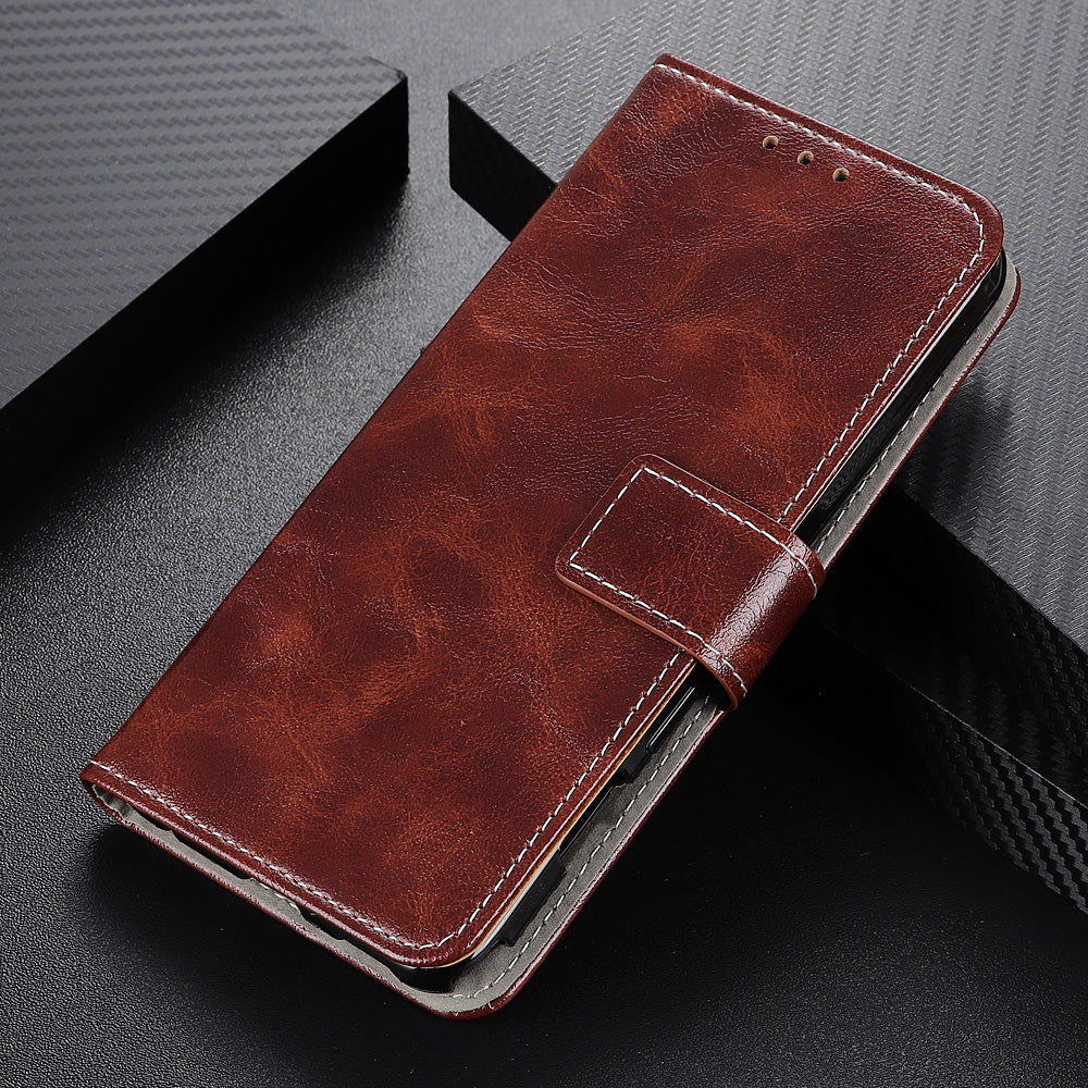 Retro Style Crazy Horse Texture Leather Phone Cover with Wallet Stand Design for OnePlus 9 Pro