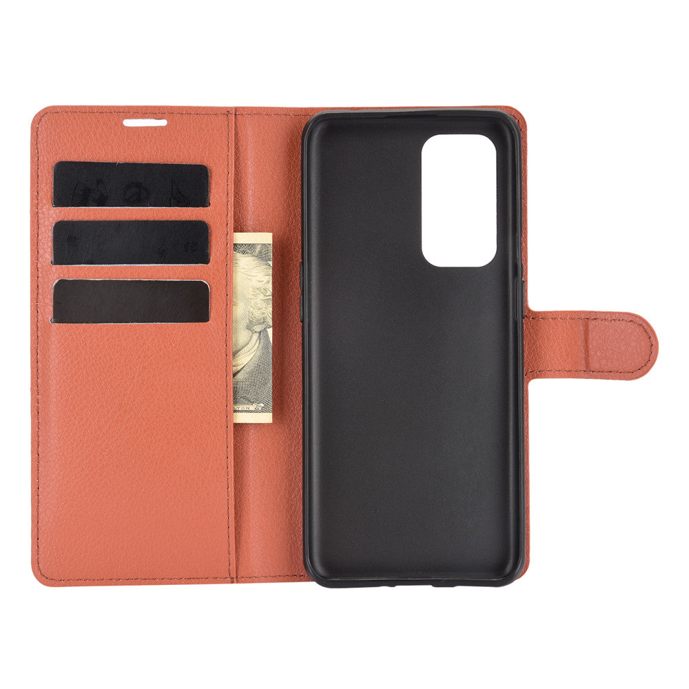 Wallet Design Litchi Texture Leather Phone Stand Cover Protector for OnePlus 9 (EU / US Version)