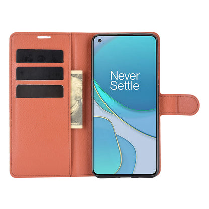 Wallet Design Litchi Texture Leather Phone Stand Cover Protector for OnePlus 9 (EU / US Version)