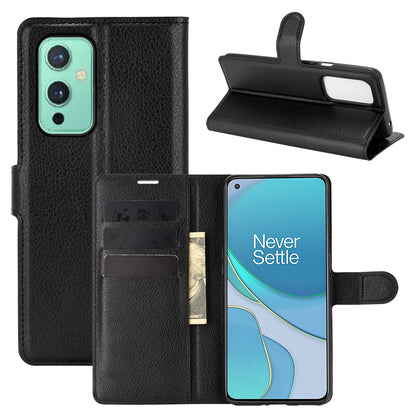 Wallet Design Litchi Texture Leather Phone Stand Cover Protector for OnePlus 9 (EU / US Version)