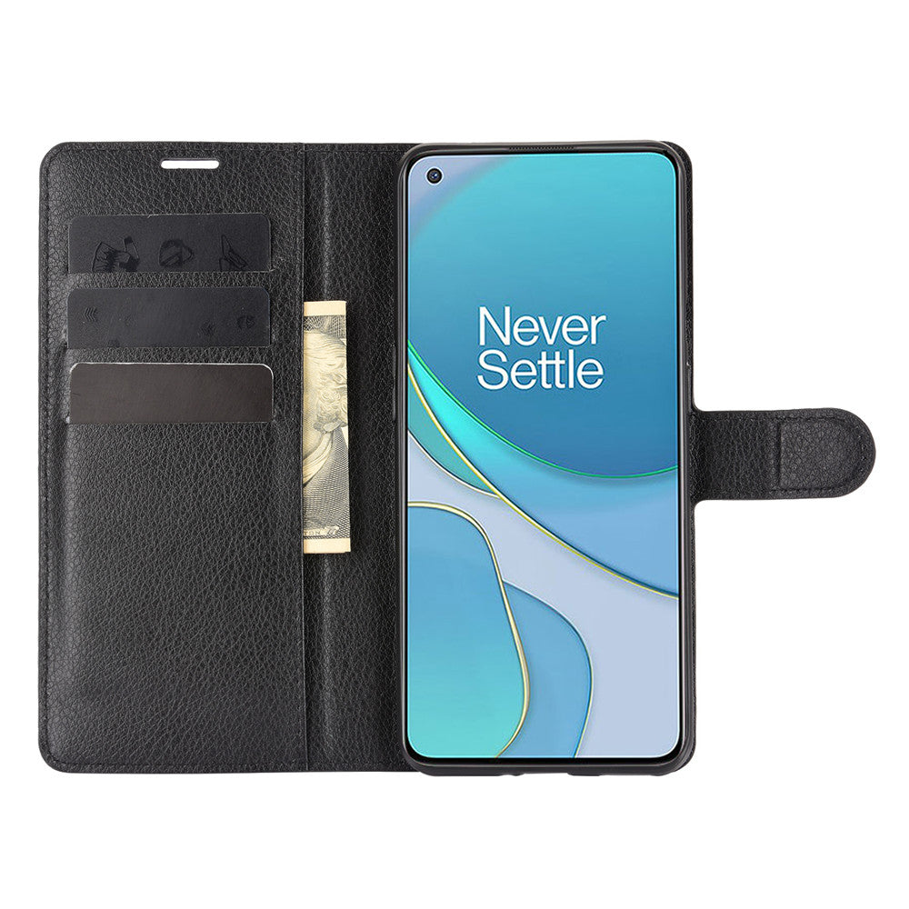 Wallet Design Litchi Texture Leather Phone Stand Cover Protector for OnePlus 9 (EU / US Version)