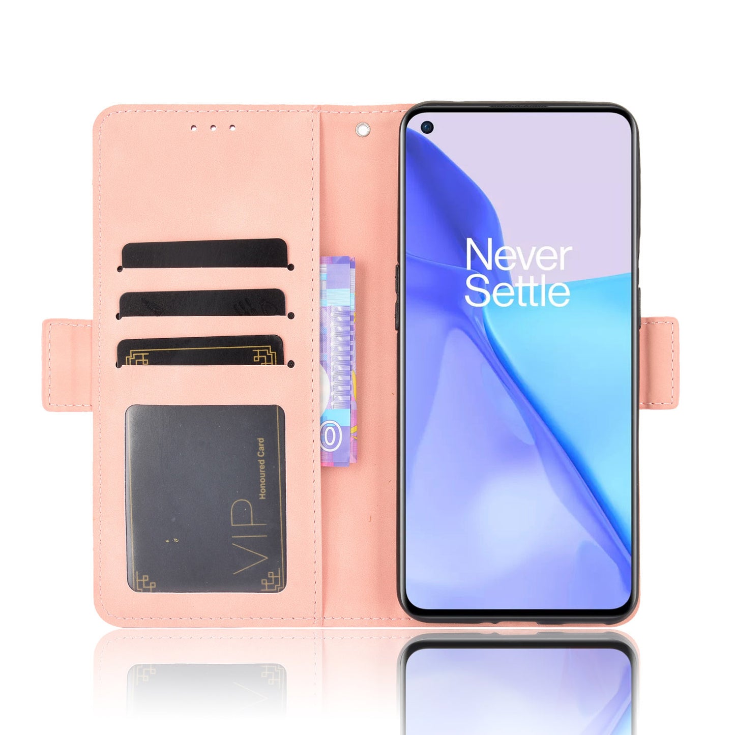 Leather Phone Wallet Design Stand Feature Protective Cover Case with Multiple Card Slots for OnePlus 9 (EU / US Version)