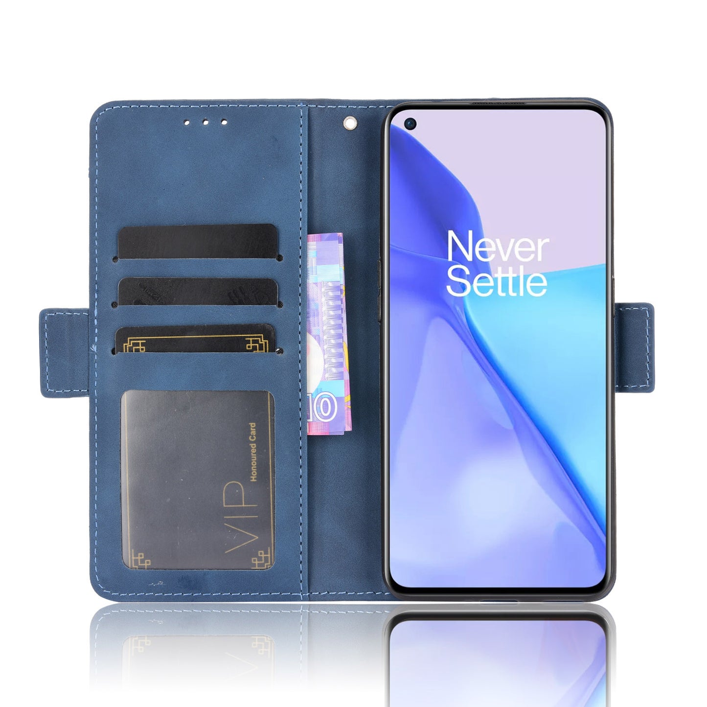 Leather Phone Wallet Design Stand Feature Protective Cover Case with Multiple Card Slots for OnePlus 9 (EU / US Version)