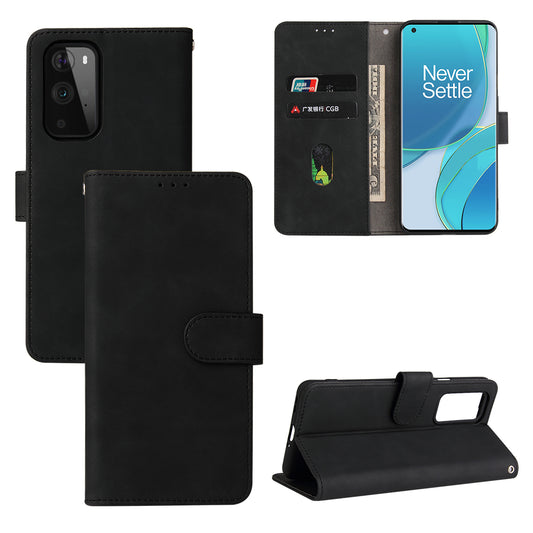 Skin-touch Wallet Stand Leather Flip Case Phone Protective Cover for OnePlus 9 Pro