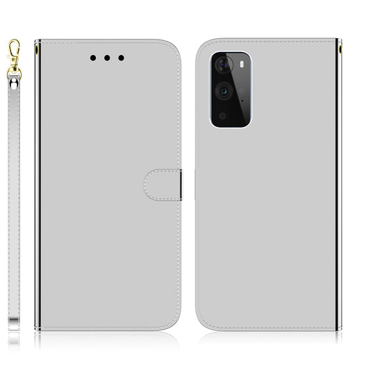 Mirror-like Surface Wallet Stand Leather Case for OnePlus 9 Pro