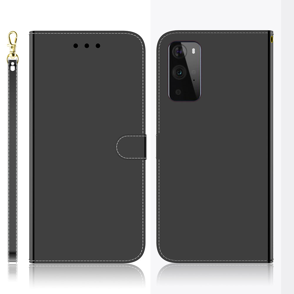 Mirror-like Surface Wallet Stand Leather Case for OnePlus 9 (EU / US Version)