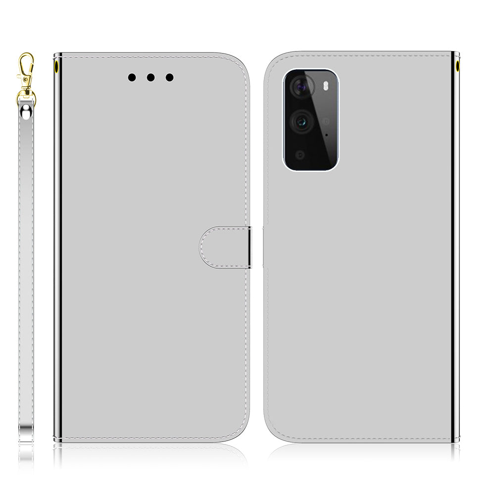 Mirror-like Surface Wallet Stand Leather Case for OnePlus 9 (EU / US Version)