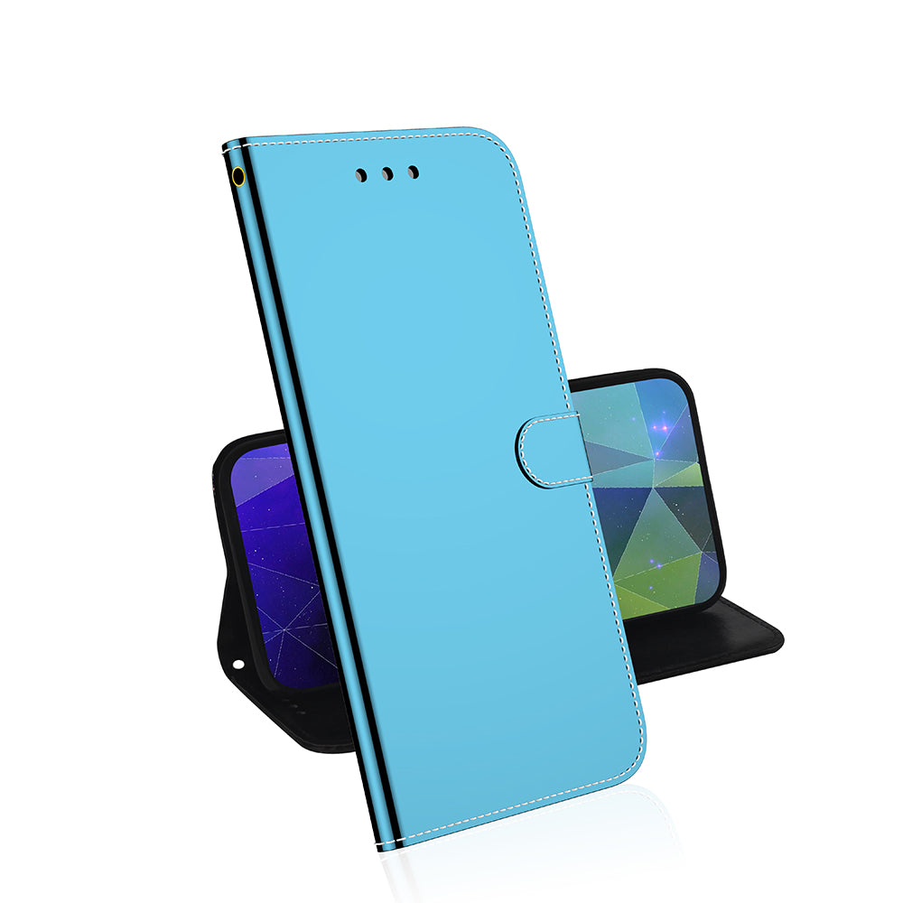 Mirror-like Surface Wallet Stand Leather Case for OnePlus 9 (EU / US Version)