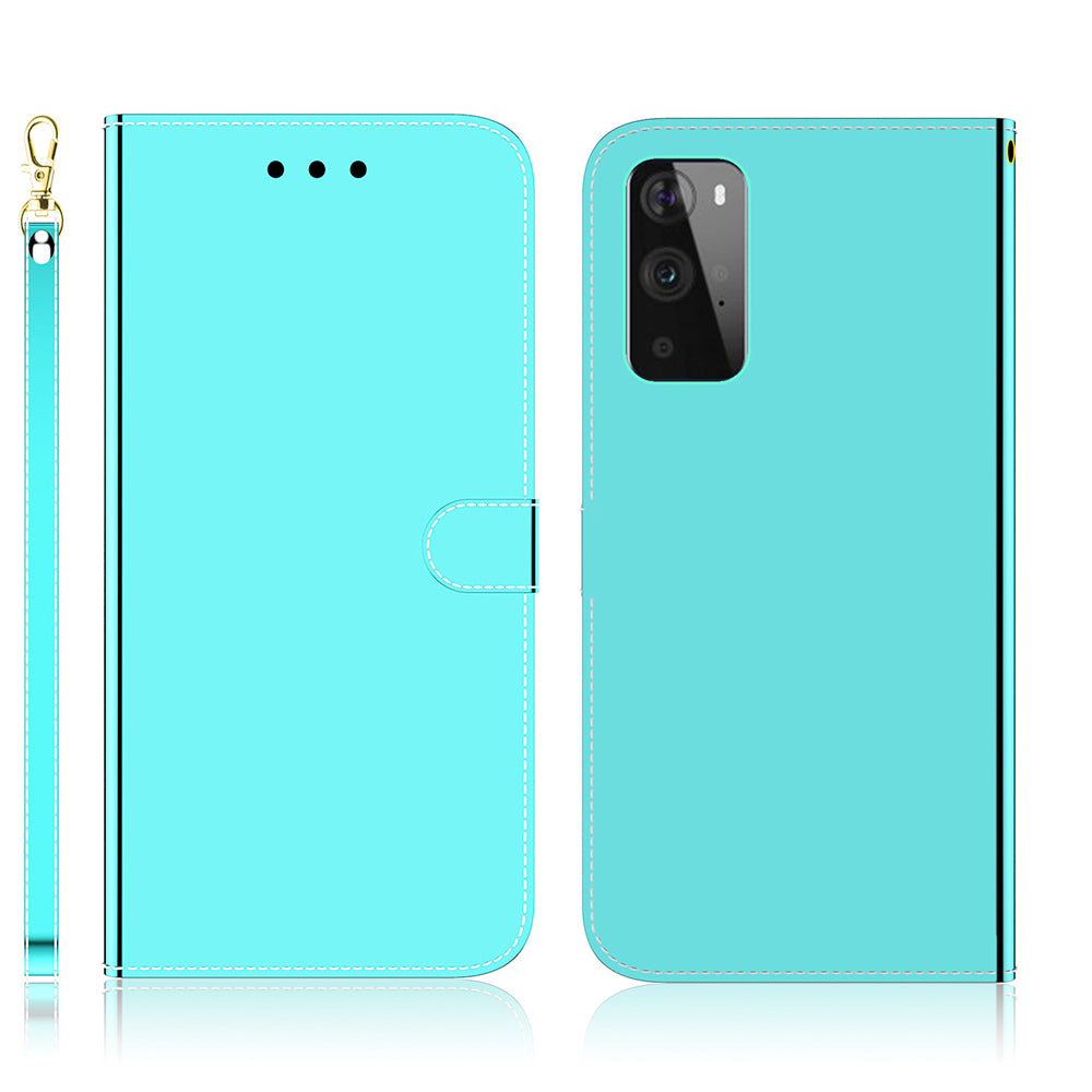 Mirror-like Surface Wallet Stand Leather Case for OnePlus 9 (EU / US Version)