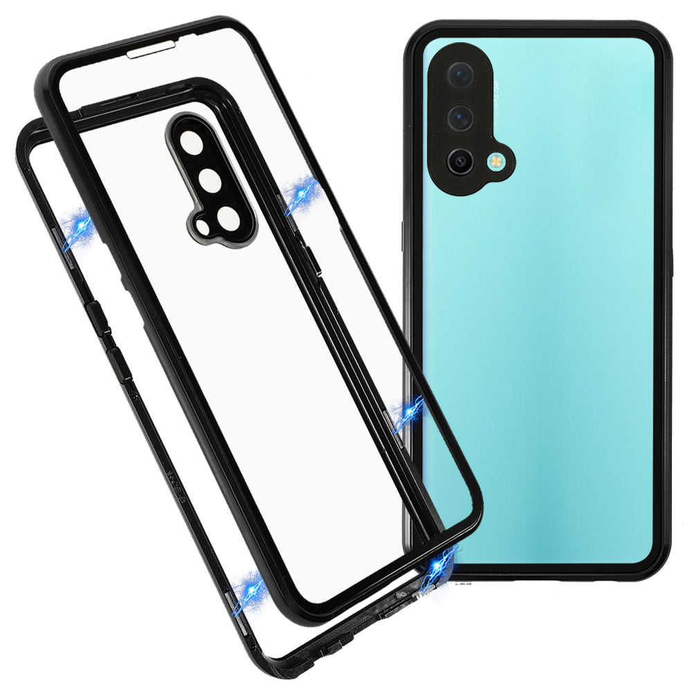 Double Side Tempered Glass Phone Case + Metal Frame with Lock Ultra Clear Cover for OnePlus Nord CE 5G