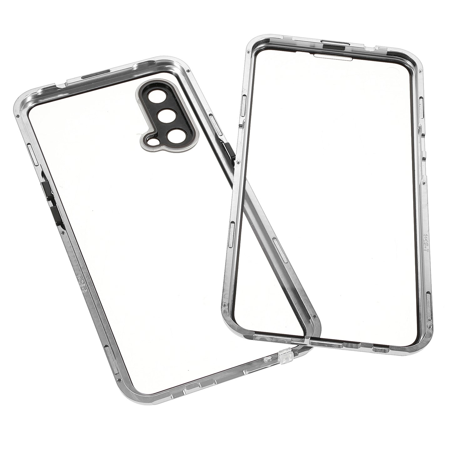 Double Side Tempered Glass Phone Case + Metal Frame with Lock Ultra Clear Cover for OnePlus Nord CE 5G