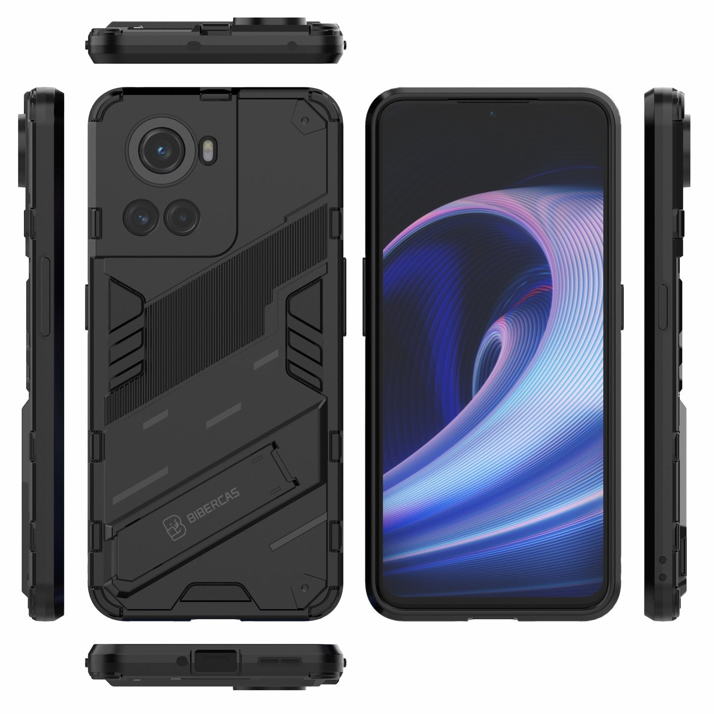 For OnePlus Ace 5G/10R 5G Dual-Layer TPU+PC Combination Shock Absorption Cover Kickstand Protective Phone Case