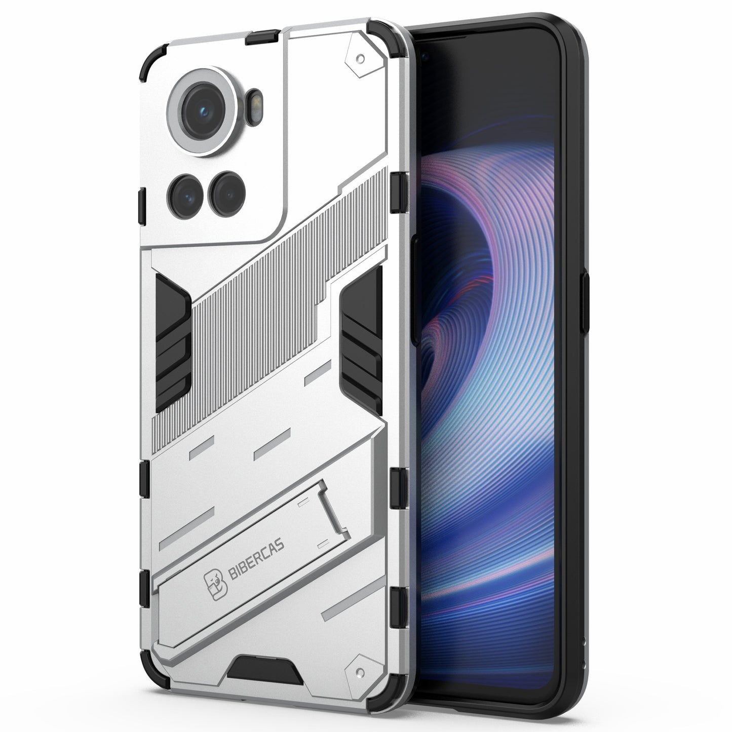 For OnePlus Ace 5G/10R 5G Dual-Layer TPU+PC Combination Shock Absorption Cover Kickstand Protective Phone Case