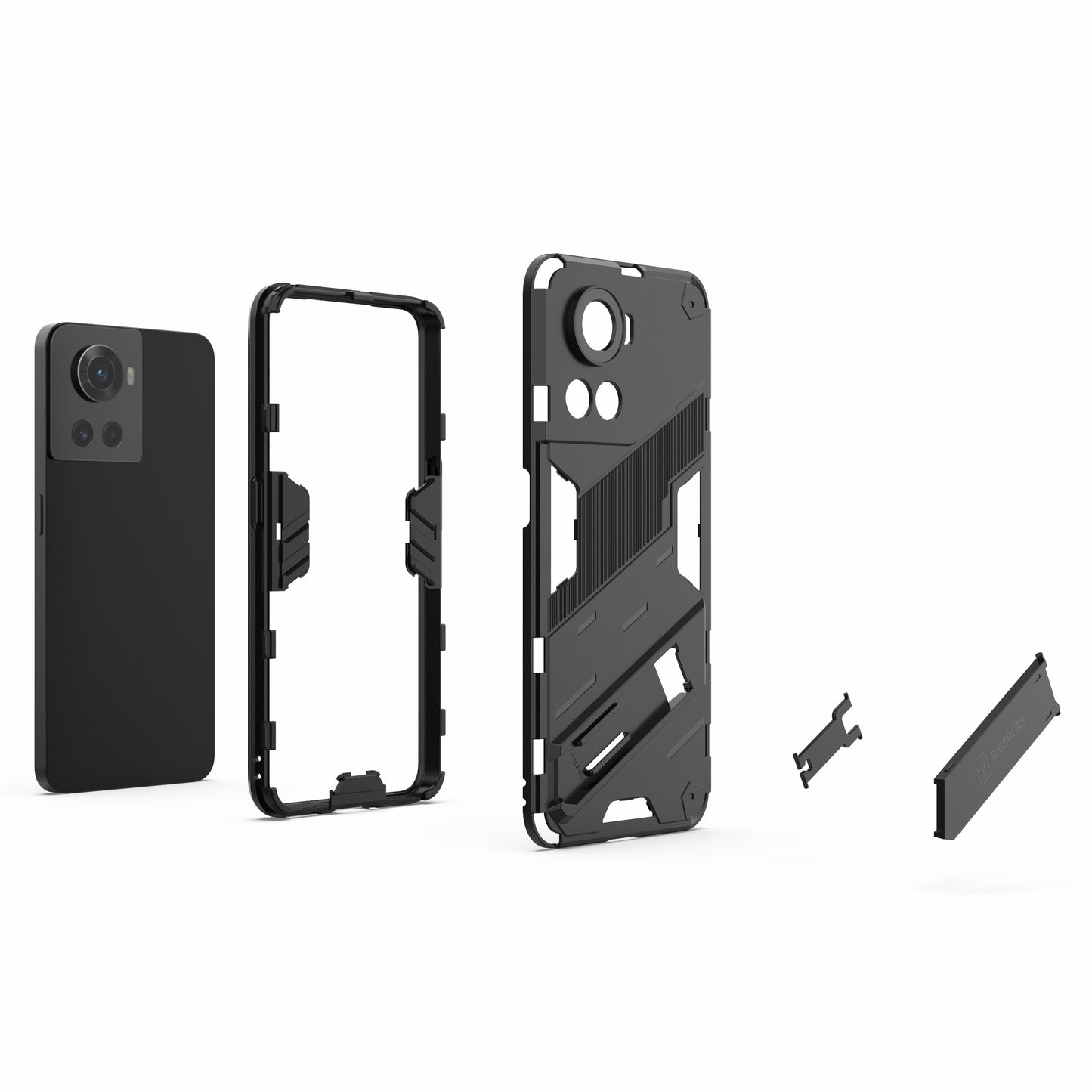 For OnePlus Ace 5G/10R 5G Dual-Layer TPU+PC Combination Shock Absorption Cover Kickstand Protective Phone Case