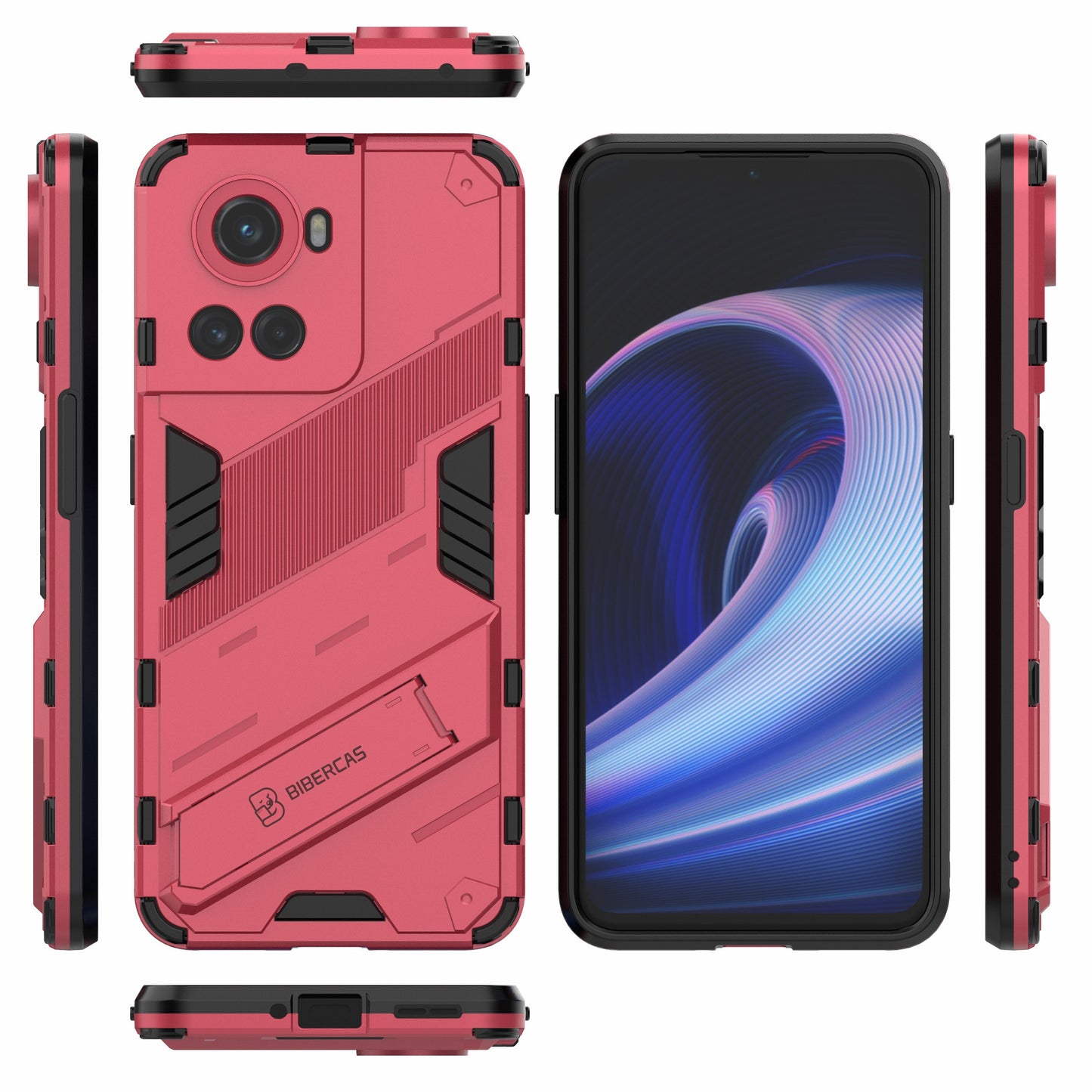 For OnePlus Ace 5G/10R 5G Dual-Layer TPU+PC Combination Shock Absorption Cover Kickstand Protective Phone Case