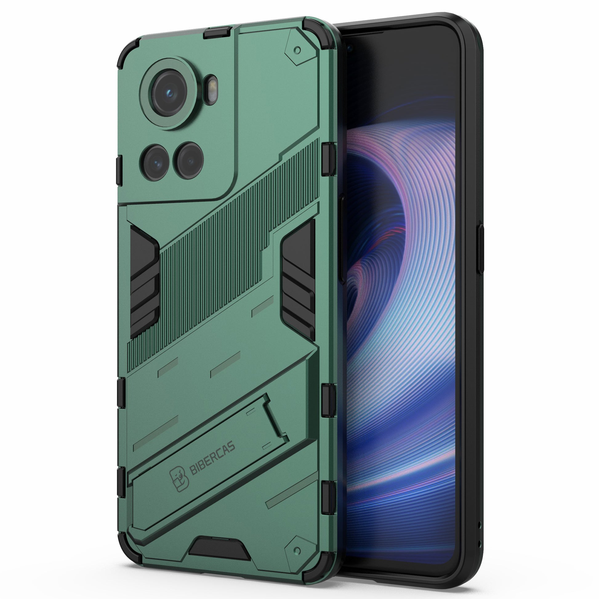 For OnePlus Ace 5G/10R 5G Dual-Layer TPU+PC Combination Shock Absorption Cover Kickstand Protective Phone Case