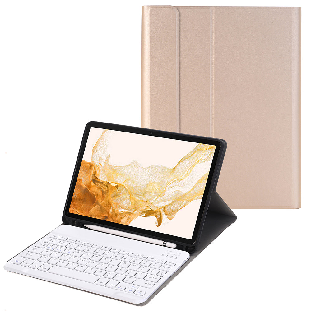 For Samsung Galaxy Tab S8 PU Leather+TPU Tablet Stand Case with Wireless Bluetooth Keyboard