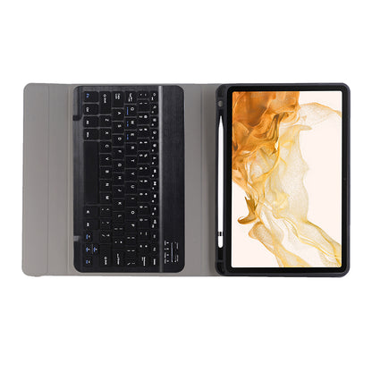 For Samsung Galaxy Tab S8 PU Leather+TPU Tablet Stand Case with Wireless Bluetooth Keyboard