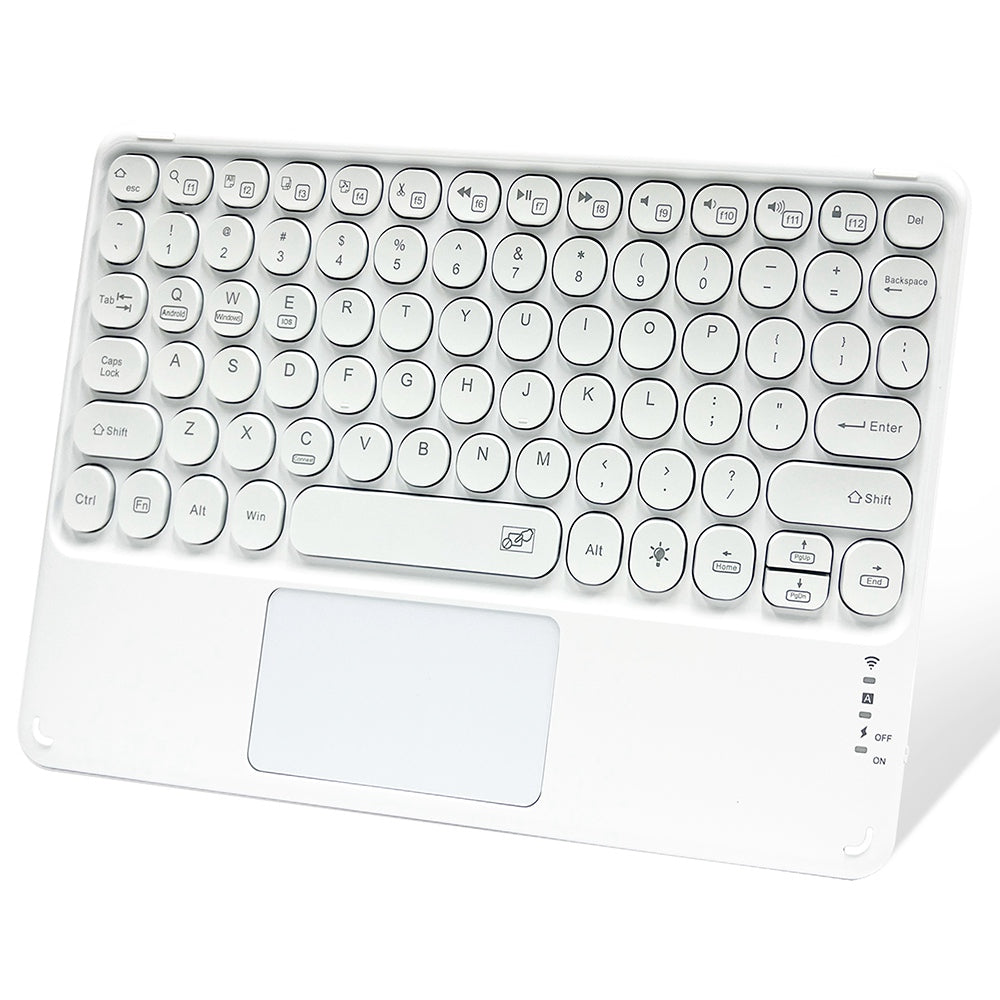 10 inch Portable Wireless Bluetooth Keyboard with 7 Backlit/Touchpad for Android/iOS/Windows Round Keycap Slim Cordless Keyboard