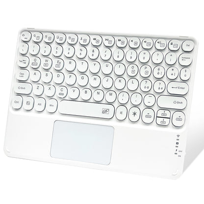 10 inch Portable Wireless Bluetooth Keyboard with 7 Backlit/Touchpad for Android/iOS/Windows Round Keycap Slim Cordless Keyboard