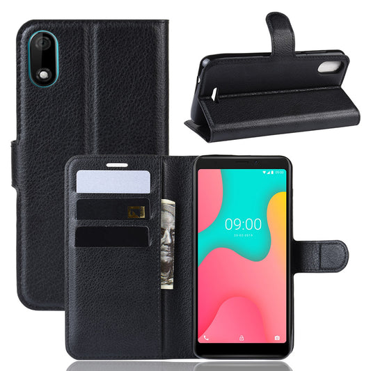 Litchi Skin Wallet Leather Stand Phone Shell Case for Wiko Y60