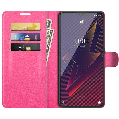 Litchi Skin Wallet Leather Stand Case for Wiko Power U20