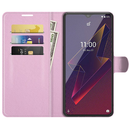 Litchi Skin Wallet Leather Stand Case for Wiko Power U20