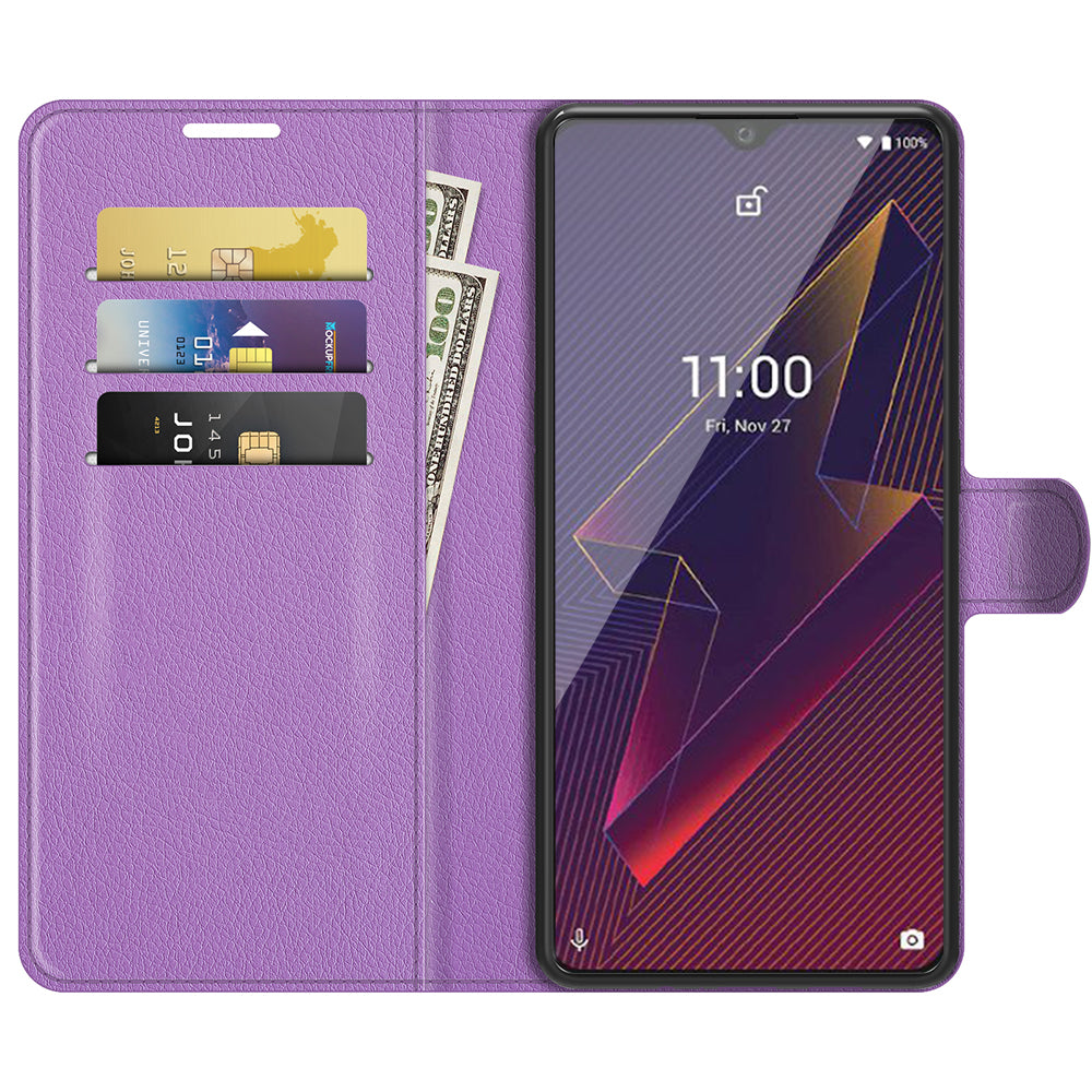 Litchi Skin Wallet Leather Stand Case for Wiko Power U20