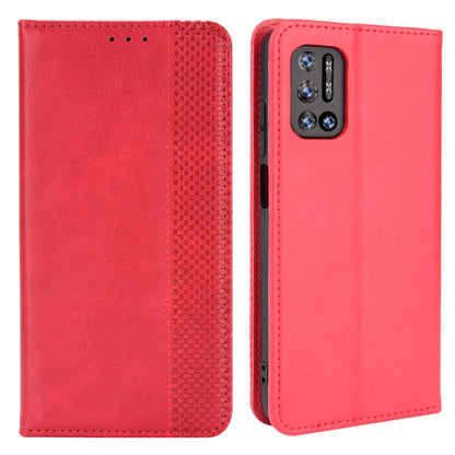 Magnetic Auto-absorbed Well-Protected Vintage Style Leather Wallet Design Phone Case Cover with Stand for Doogee N40 Pro