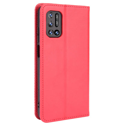 Magnetic Auto-absorbed Well-Protected Vintage Style Leather Wallet Design Phone Case Cover with Stand for Doogee N40 Pro