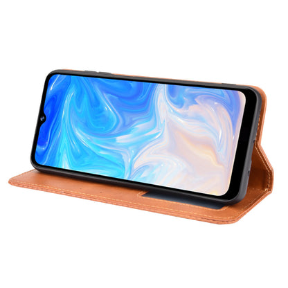 Magnetic Auto-absorbed Well-Protected Vintage Style Leather Wallet Design Phone Case Cover with Stand for Doogee N40 Pro