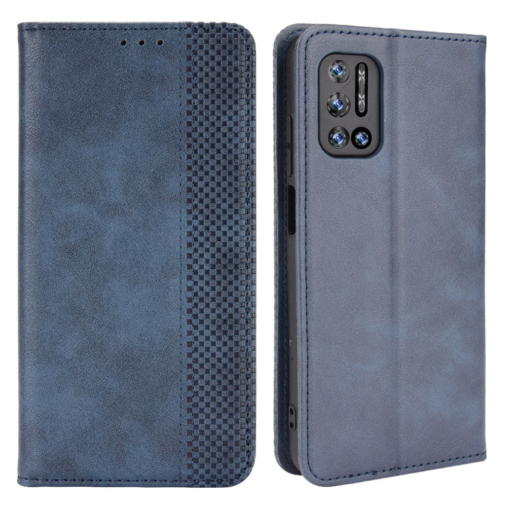 Magnetic Auto-absorbed Well-Protected Vintage Style Leather Wallet Design Phone Case Cover with Stand for Doogee N40 Pro