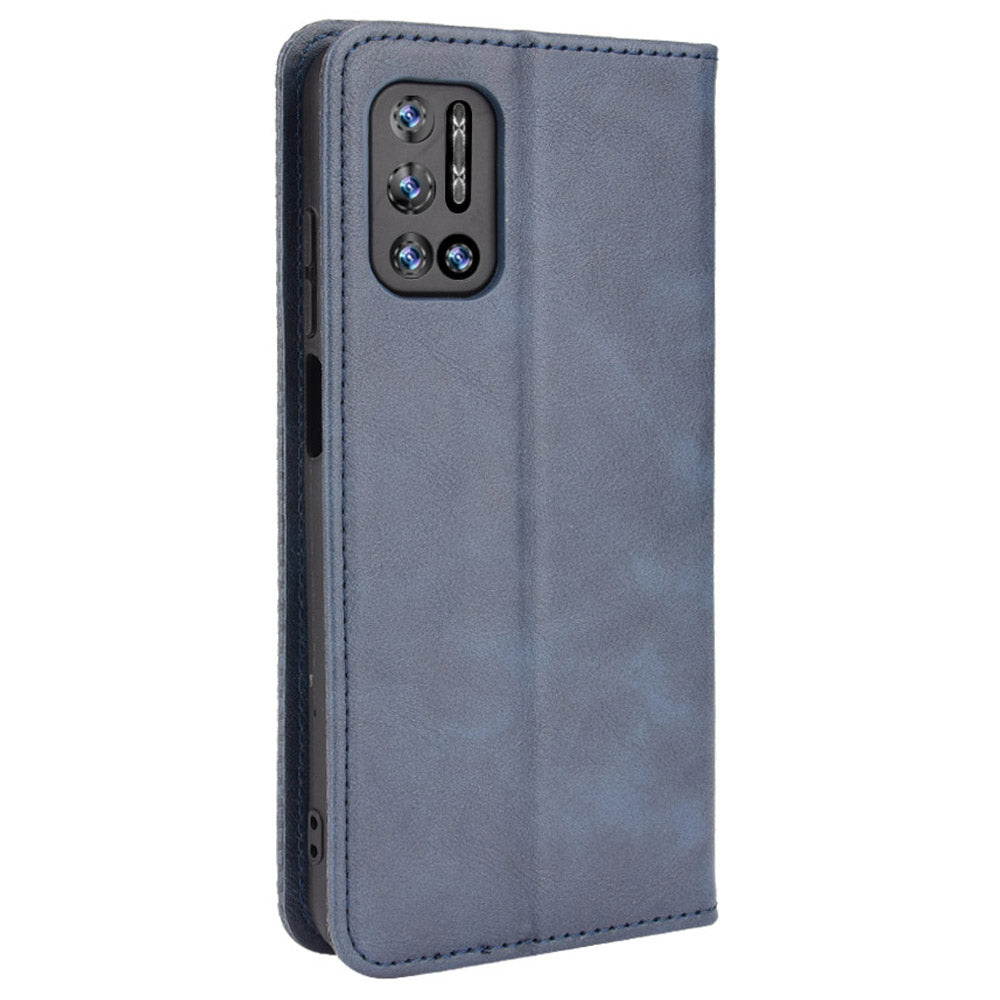 Magnetic Auto-absorbed Well-Protected Vintage Style Leather Wallet Design Phone Case Cover with Stand for Doogee N40 Pro