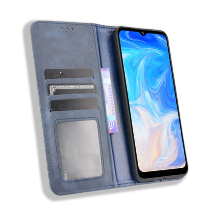 Magnetic Auto-absorbed Well-Protected Vintage Style Leather Wallet Design Phone Case Cover with Stand for Doogee N40 Pro