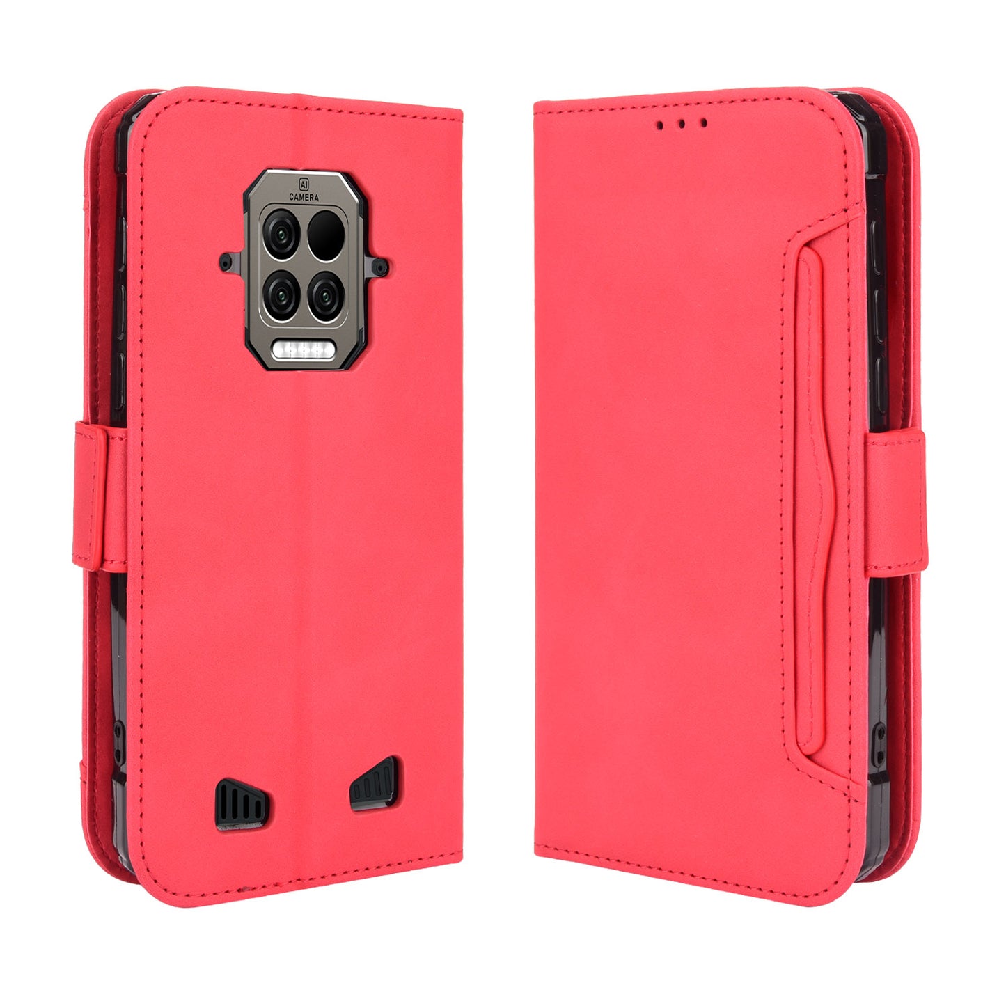 Phone Flip Cover Shock Resistant Phone Cover Leather Phone Wallet Stand Protective Case for Doogee S86 / S86 Pro