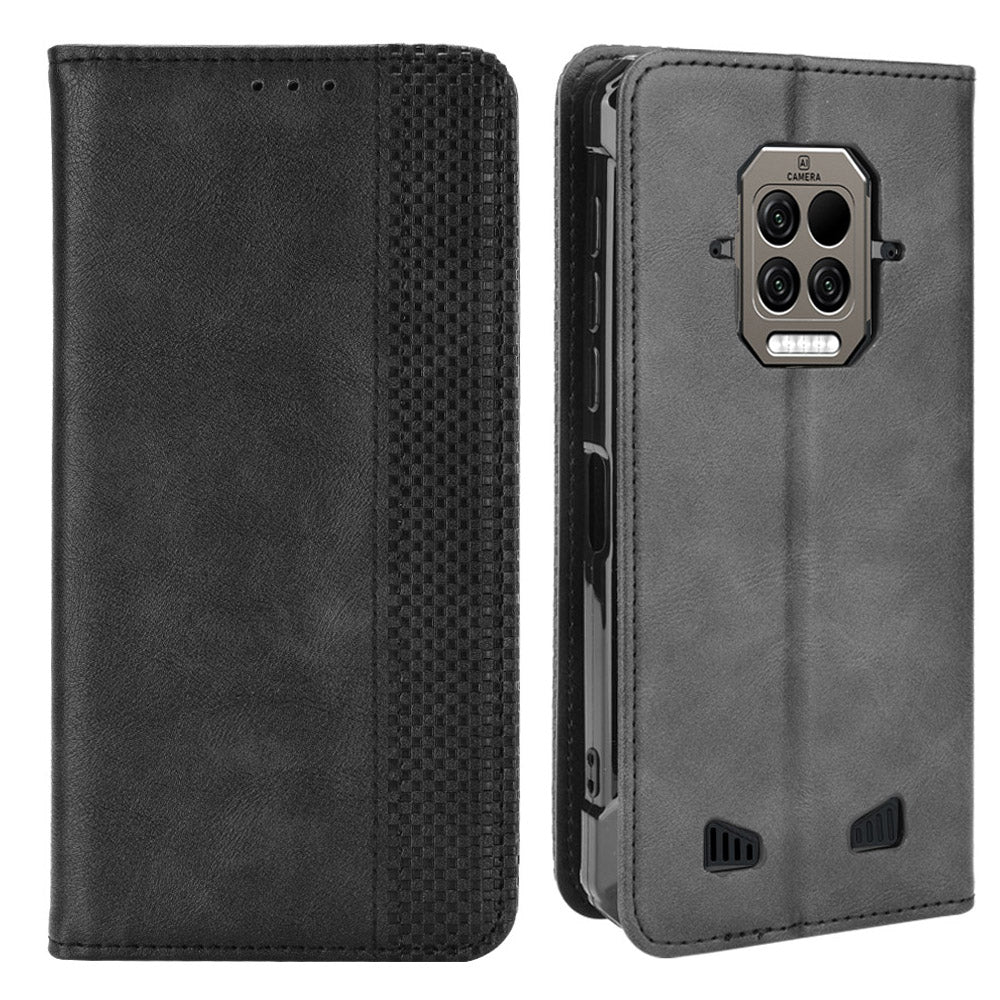 Retro Textured Surface Leather and TPU Flip Phone Leather Case Shockproof Leather Phone Wallet Stand Cover for Doogee S86 / S86 Pro