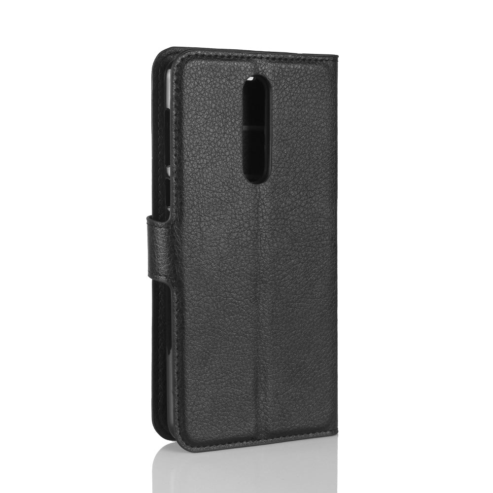 Litchi Skin Wallet Leather Magnetic Protective Cover for Nokia 8