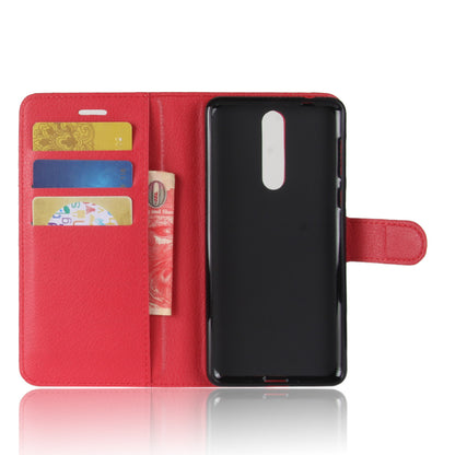 Litchi Skin Wallet Leather Magnetic Protective Cover for Nokia 8