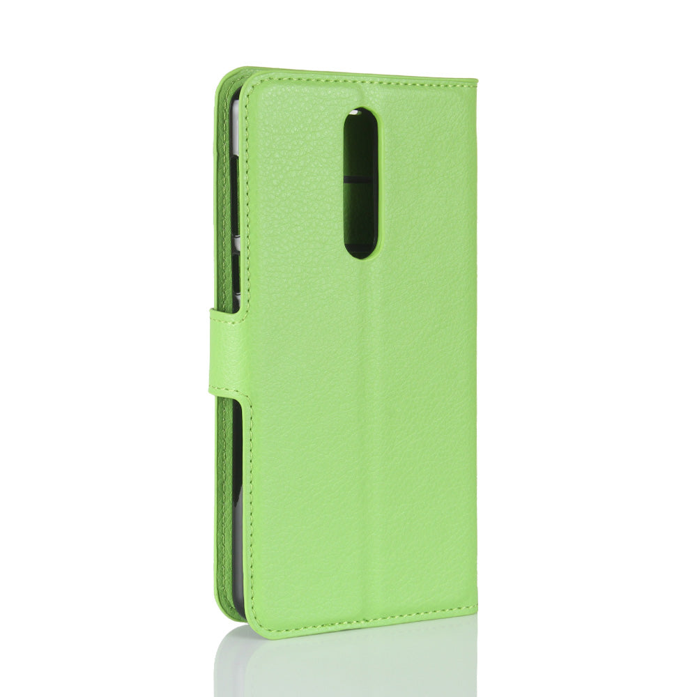 Litchi Skin Wallet Leather Magnetic Protective Cover for Nokia 8