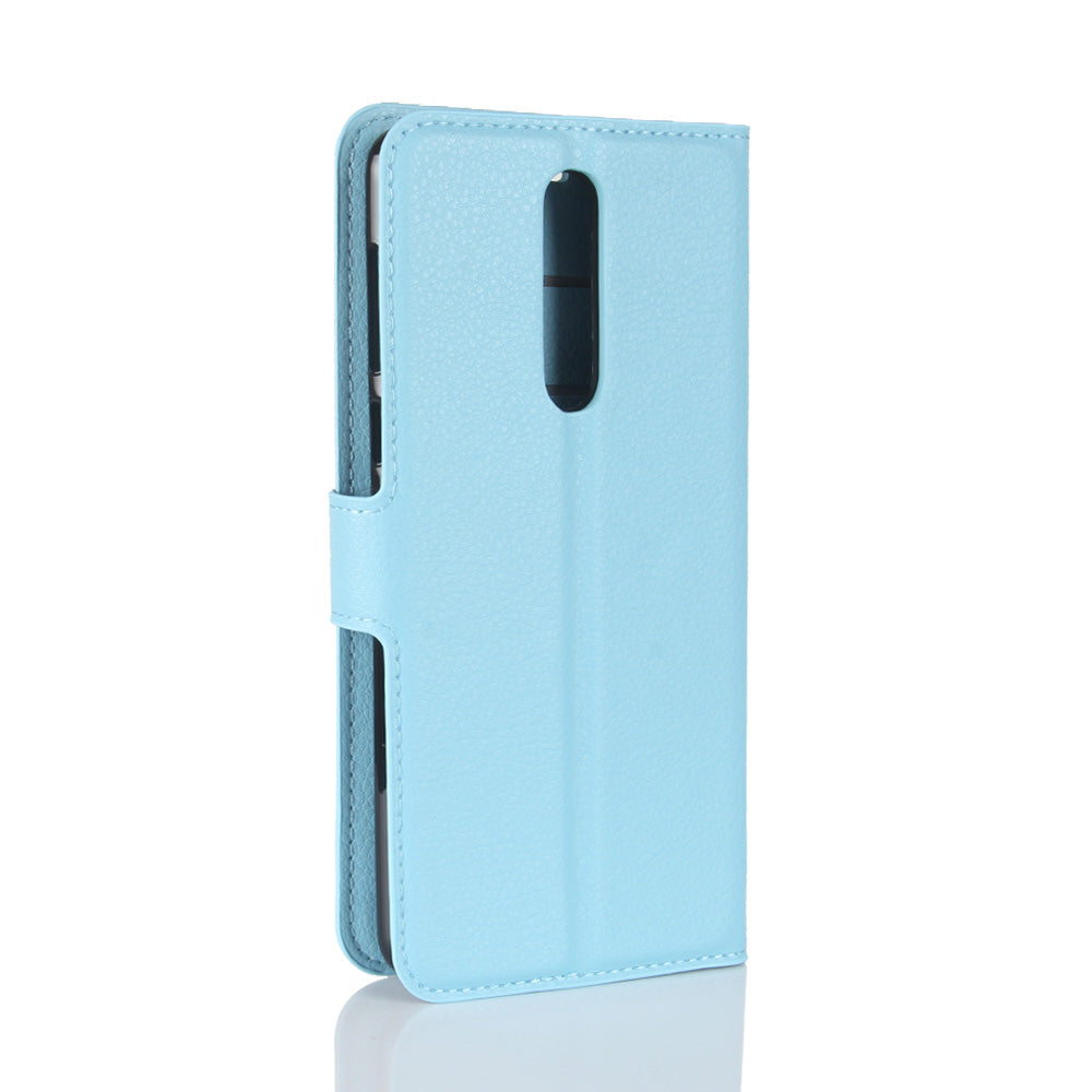 Litchi Skin Wallet Leather Magnetic Protective Cover for Nokia 8