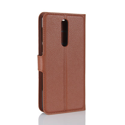 Litchi Skin Wallet Leather Magnetic Protective Cover for Nokia 8