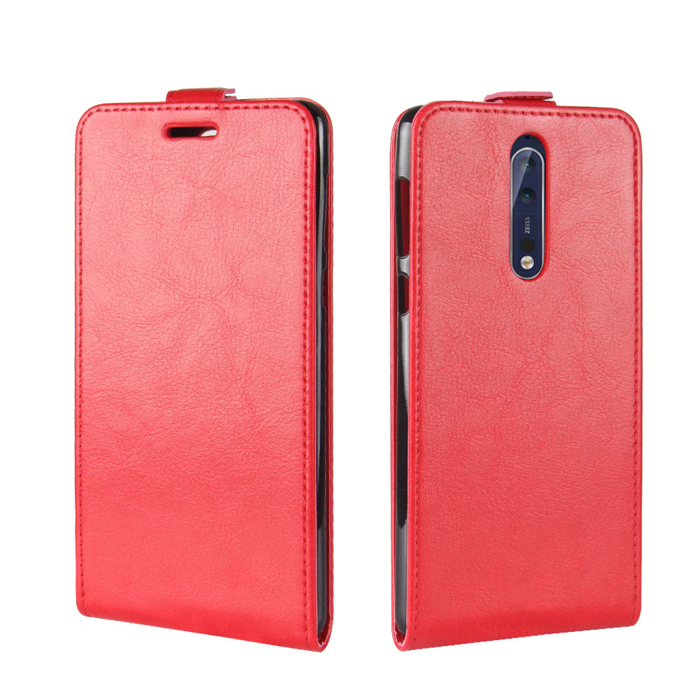 For Nokia 8 Crazy Horse Skin Leather Vertical Flip Phone Casing