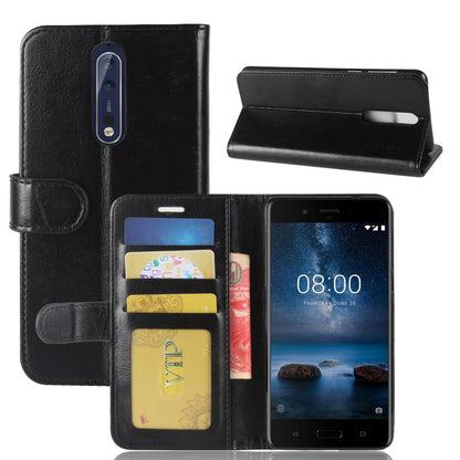 Crazy Horse PU Leather Wallet Mobile Phone Shell for Nokia 8