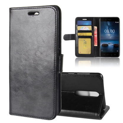 Crazy Horse PU Leather Wallet Mobile Phone Shell for Nokia 8