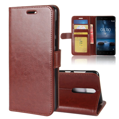 Crazy Horse PU Leather Wallet Mobile Phone Shell for Nokia 8