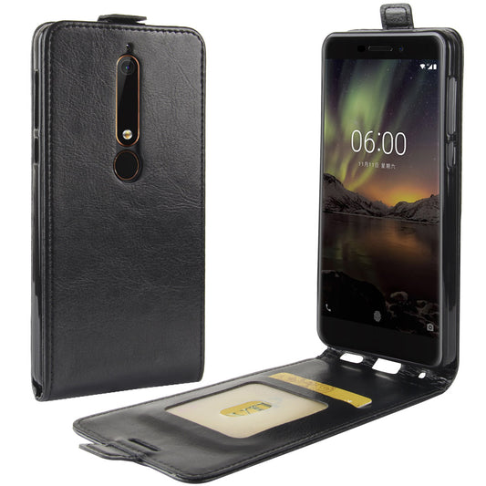 Crazy Horse Vertical Leather Card Holder Case for Nokia 6.1 (5.5-inch)