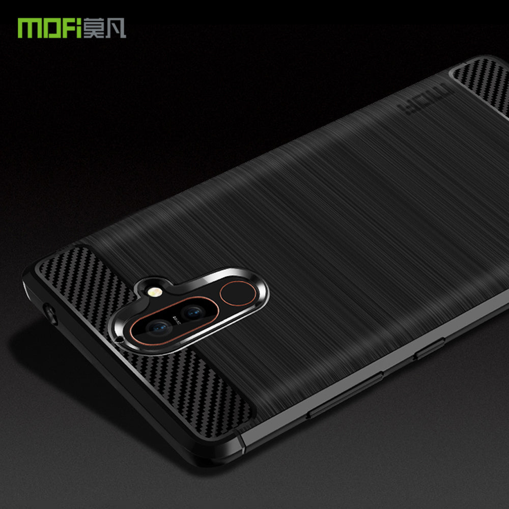 MOFI Carbon Fiber Texture Brushed TPU Back Case for Nokia 7 plus