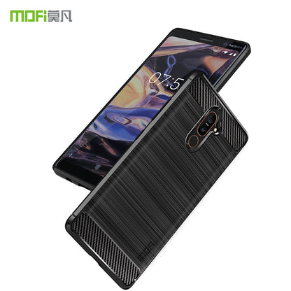 MOFI Carbon Fiber Texture Brushed TPU Back Case for Nokia 7 plus