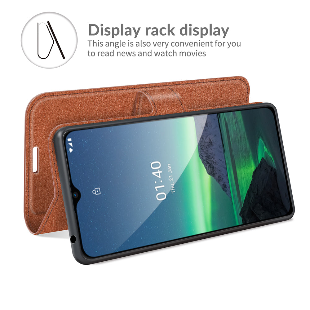 Litchi Skin Wallet Stand Leather Case for Nokia 1.4 Folio Flip Mobile Phone Cover